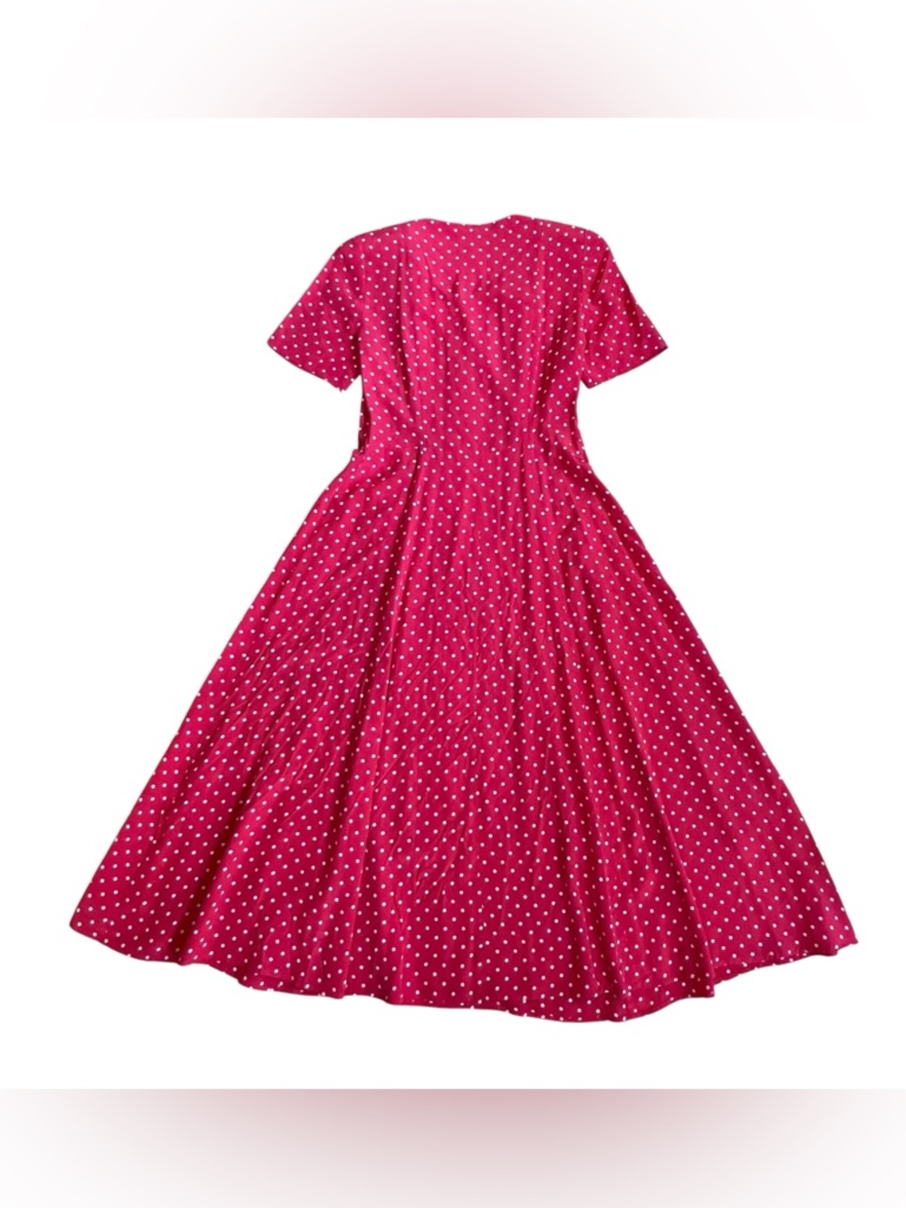 J. Peterman Sz 8 Red Polka Dot 100% Silk Button Front Fit & Flare Maxi Dress - Picture 8 of 14